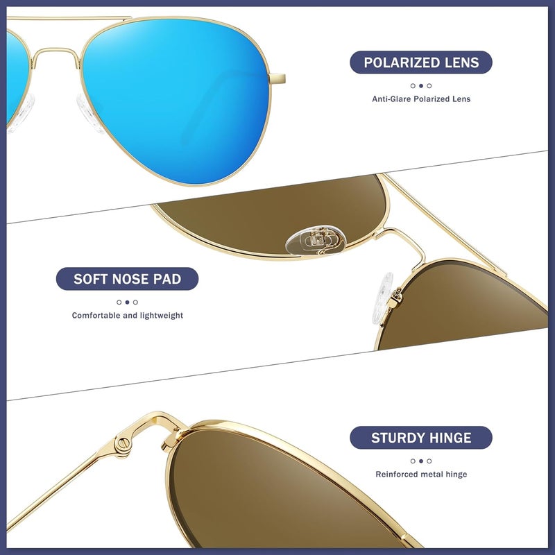 WOWSUN Classic Polarized Aviator Sunglasses for Women Men - Image 4